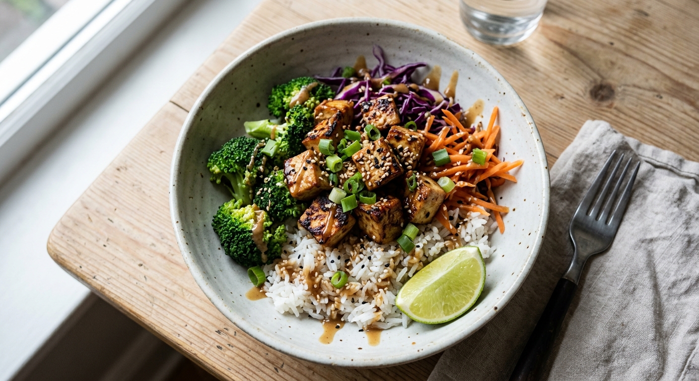 Glasierter Räuchertofu-Bowl