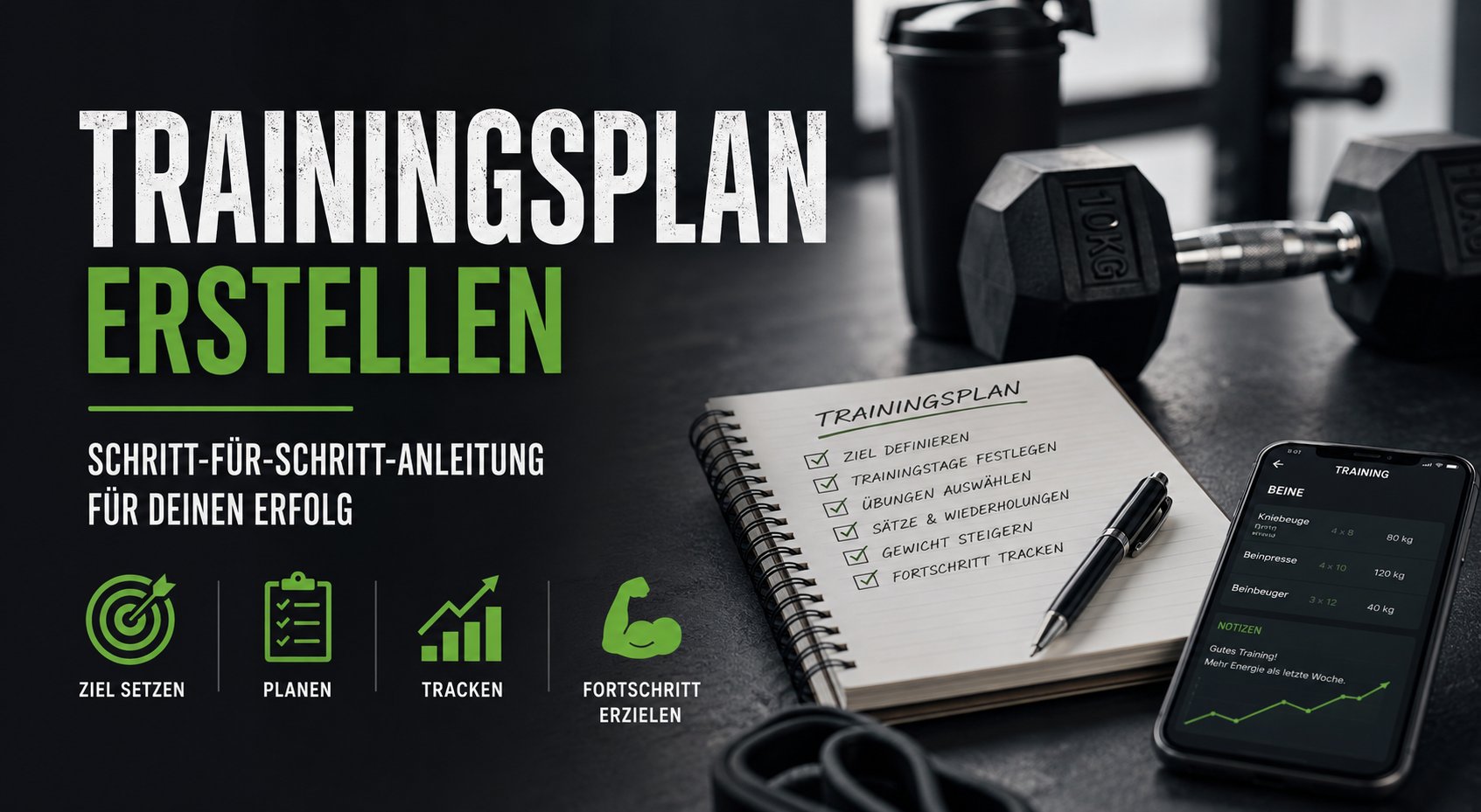 Beitragsbild: Trainingsplan erstellen: Schritt-für-Schritt-Anleitung mit Vorlage zum Tracken