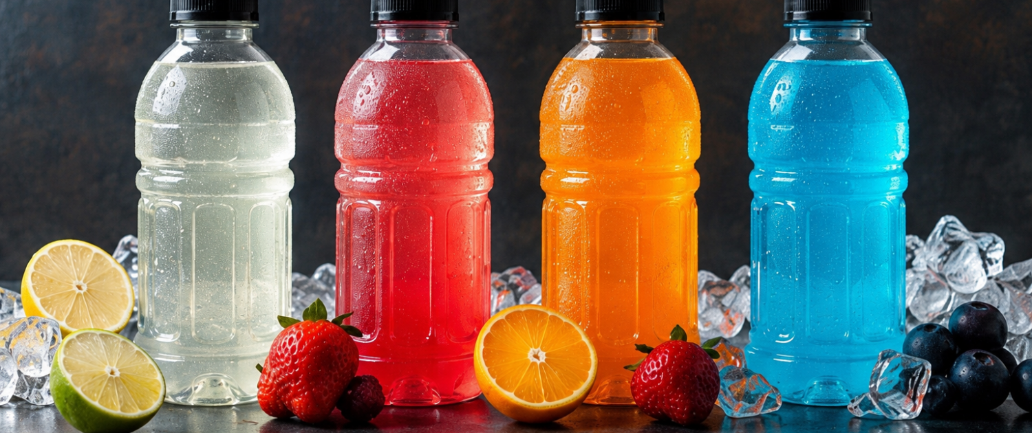 kommerzielle-sportgetraenke-verschiedene-sorten-fruchtig Kommerzielle Sportgetränke verschiedene Sorten im Überblick – fruchtige Isodrinks und Elektrolytgetränke für den Sport